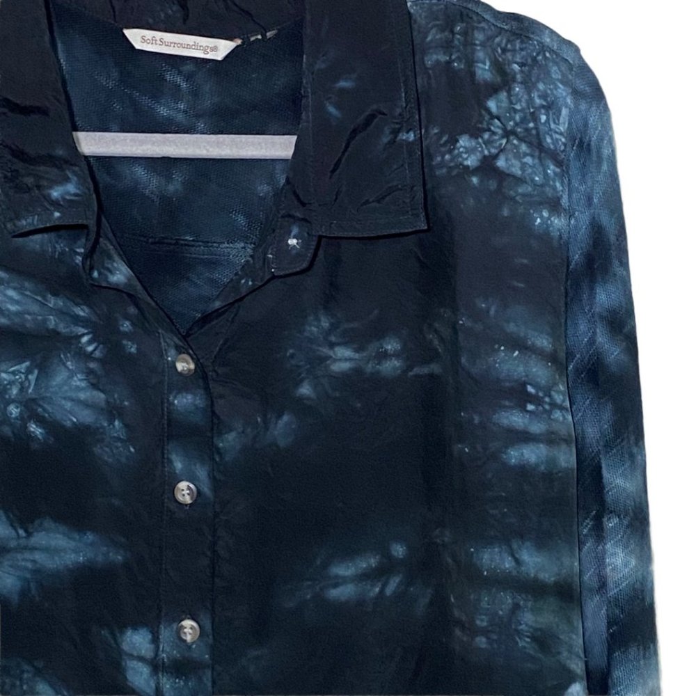 Soft Surroundings High Low Button Up Marbled Patte - image 4